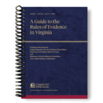 Picture of a spiral bound book entitled "A Guide to the Rules of Evidence in Virginia"