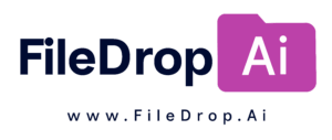 FileDropAI Logo with pink file folder graphic
