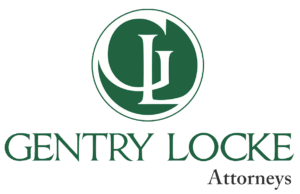 Green circle with letters "G" and "L"; text beneath says Gentry Locke in green